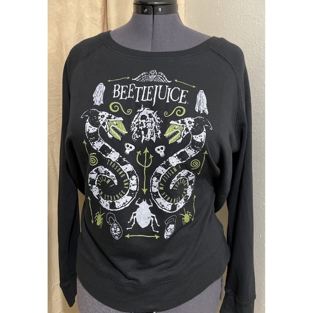 Beetlejuice Halloween Hot Topic Sweatshirt XXL Black Pullover Women's